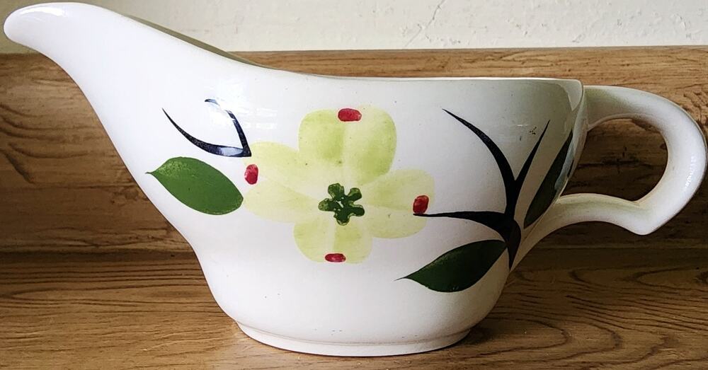 Blue Ridge USA Southern Pottery Dixie Dogwood Gravy Boat Hand-Painted Vintage